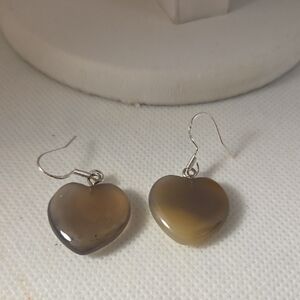 Carnelian Heart-Shaped Grey Earrings